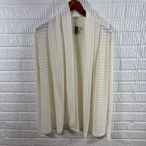 Ibex Shadow Stripe Lightweight Cardigan Ivory Large